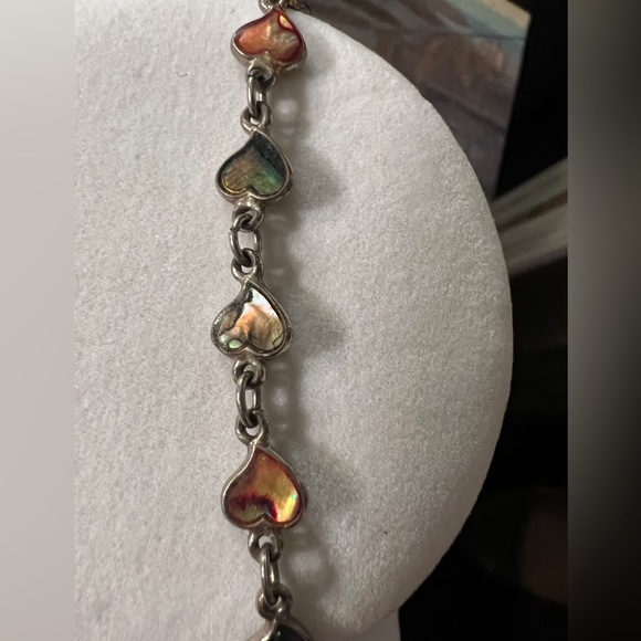 Abalone and sterling silver heart bracelet - Picture 4 of 5